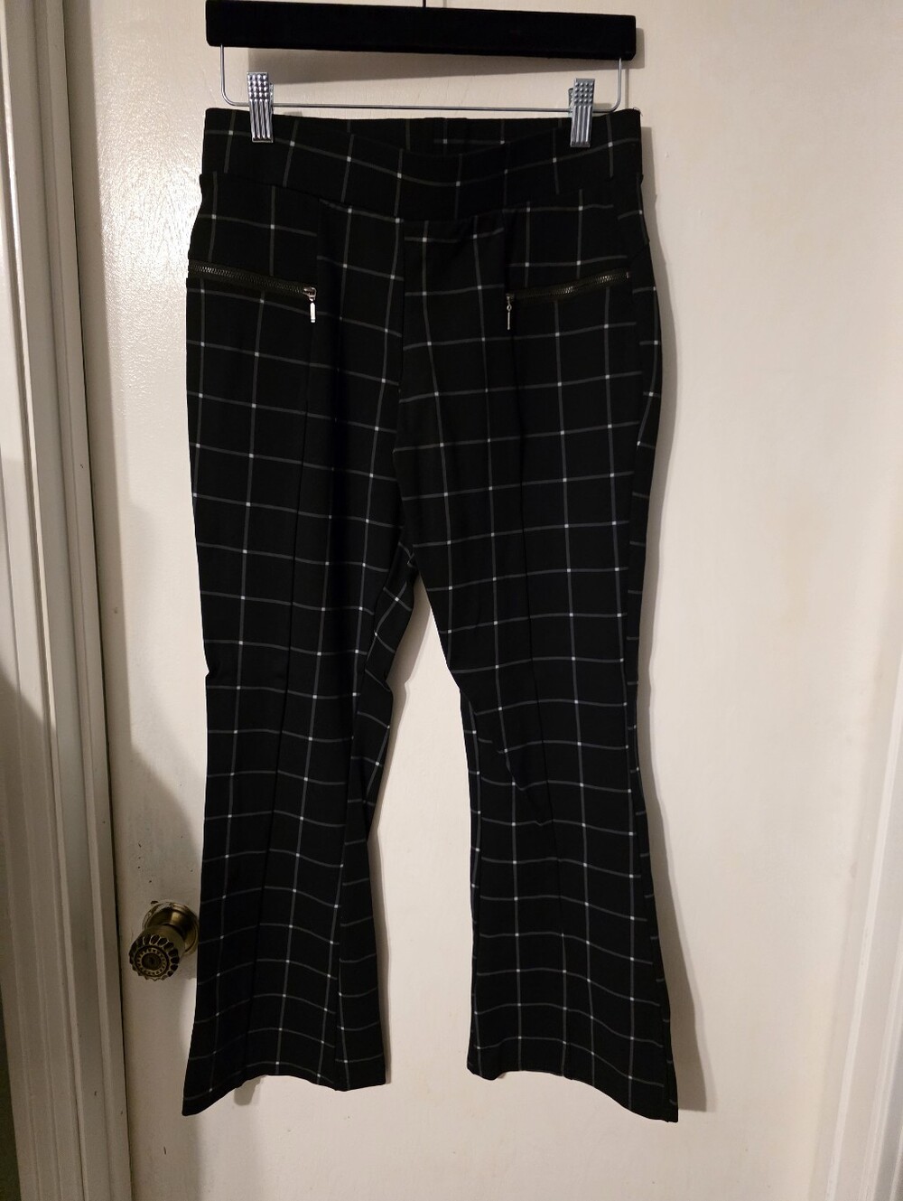 Black Windowpane Zip Pocket Trousers - Picture 1 of 5